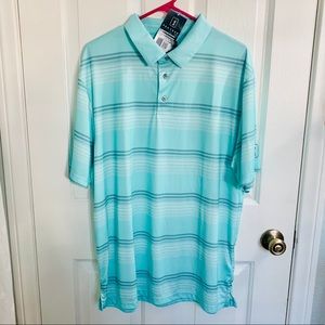 PGA Tour Blue Striped Golf Shirt Size XL